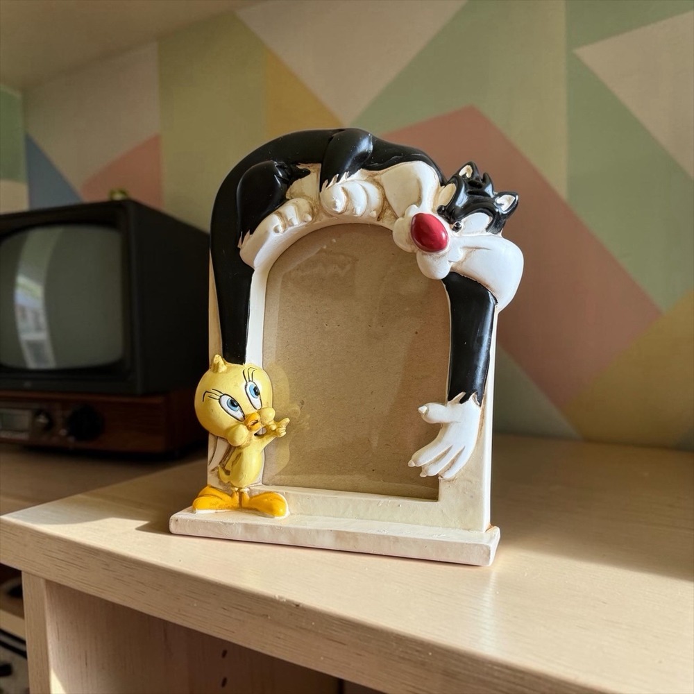Vintage 1994 Warner Bros Sylvester Tweety Looney Tunes 3D Resin Photo Frame